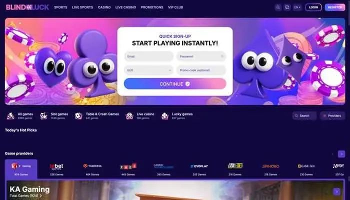 BlindLuck Casino live baccarat og Lightning Roulette udvalg