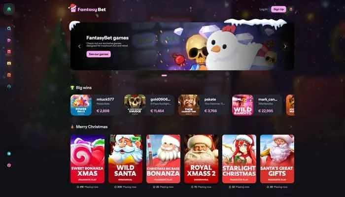 FantasyBet live casino sektion med Evolution Gaming borde